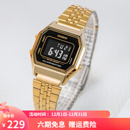 卡西歐（CASIO）手表 經(jīng)典方塊小金表時(shí)尚ins復古男表女表情侶表夜光電子表 LA680WGA-1BD 28mm表盤(pán)