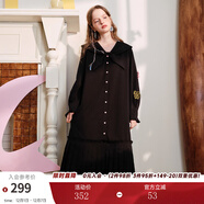 兩三事多色海軍領(lǐng)襯衫裙女2025春季新款連衣裙學(xué)院風(fēng)裙子花海夢(mèng)游 黑色 S