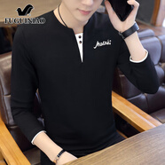 富貴鳥(niǎo)長(cháng)袖t恤男士?jì)却畲虻咨?025年春季新款v領(lǐng)體恤休閑衛衣男裝 528黑色 2XL 【141-160斤】