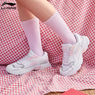 李寧跑步鞋女子時(shí)尚潮流減震透氣網(wǎng)面運動(dòng)跑鞋 標準白/水晶粉-1 36