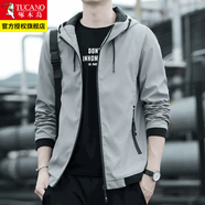 啄木鳥(niǎo)高端夾克男外套連帽春秋款潮流休閑寬松運動(dòng)上衣服冬季男士男裝 20137-1/JK1943淺灰色 XL