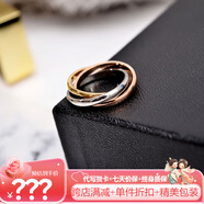 詩(shī)筠（SHIJUN）三環(huán)戒指歐美風(fēng)三色女款鍍金色食指環(huán)戒子鈦鋼不褪色百搭首飾品 10號(戒圈大，細手慎拍)