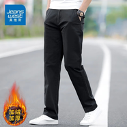 真維斯（Jeanswest）休閑褲男士秋冬季新款2025寬松直筒純棉舒適透氣時(shí)尚百搭長(cháng)褲子男 黑色加絨 34 碼(2尺7)