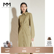 麥檬商場(chǎng)同款MM麥檬秋冬中長(cháng)裙法式收腰打底連衣裙5CA294281 深黃棕 M