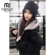 莫代爾棉服外套女士2025新款冬季加絨連帽開(kāi)衫衛衣女式保暖外穿棉衣夾克 黑色 L 110-130斤