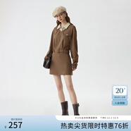 范思藍恩美式復古假兩件學(xué)院咖色襯衫領(lǐng)連衣裙女2024冬新款14595 卡其色 S
