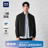 海瀾之家（HLA）夾克男款輕商務(wù)經(jīng)典系列三防印花外套男秋季 HWJAW3W027A黑色55 165/84A S推薦114~124斤