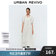 UR2025夏季新款女裝休閑度假感長(cháng)款荷葉邊V領(lǐng)連衣裙UWH750061