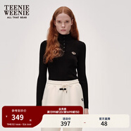 Teenie Weenie小熊女裝簡(jiǎn)約風(fēng)冬澳洲美麗諾羊毛亨利領(lǐng)打底針織毛衣 黑色 S 160