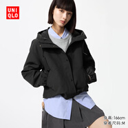 優(yōu)衣庫女裝休閑連帽短外套/時(shí)尚百搭25秋冬新款479229 09 黑色 XL