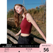 三彩2025秋款短款修身針織衫背心無(wú)袖毛衣免穿bra套頭衫M 車(chē)厘子紅 XL 170/92A 此款尺寸偏大，建議拍小一碼