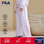 FILA【抗菌功能】斐樂(lè )兒童童裝2025年冬季新款男女中大童加絨長(cháng)褲 櫻花淺粉-PK 165