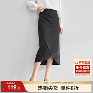 尚都比拉氣質(zhì)設計感半身裙女裝秋季開(kāi)衩包臀裙顯瘦中長(cháng)款裙子女 斑鳩灰 S