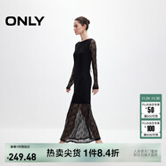 ONLY2025秋季新款甜美優(yōu)雅鉤花蕾絲長(cháng)袖長(cháng)裙連衣裙女|125161006 H1Z 黑色 L