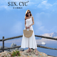SIN.CYC 法式女裝露背連衣裙女沙灘裙海邊度假裙夏季很仙的長裙性感 白色 L