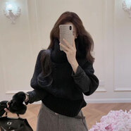 宇耀依飾小紅書(shū)爆款黑色麻花蝙蝠袖毛衣女秋冬外穿寬松慵懶高級感加厚疊穿 黑色[女士2025新款上衣/2025超火 M[推薦100斤110斤] 均碼