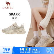 駱駝（CAMEL）女鞋厚底增高緩震老爹休閑運動(dòng)鞋子 K25CX4L4013 淺米白/灰 36