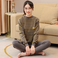 南極人（Nanjiren）采購產(chǎn)品大齡兒童純棉秋季服裝和長(cháng)褲套裝，女孩棉質(zhì)毛衣，貼身內 棕灰ABC(中領(lǐng)) M 140c 適合身高125-135cm