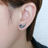 其他家耳釘2024年新款潮耳環(huán)925銀針肖戰同款耳夾男士ins小眾設計女耳飾 925銀針翅膀【黑色左耳單只】