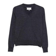 梅森馬吉拉（MAISON MARGIELA）女士毛衣保暖親膚V領(lǐng)秋冬日常衛衣休閑 黑色 均碼 |S