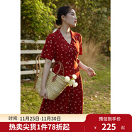 獨束大碼女裝法式小翻領(lǐng)連衣裙女夏季新款遮肉顯瘦雪紡裙子 紅色 2XL （尺碼：4）