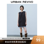 UR2025夏季新款女裝休閑拼接格紋無(wú)袖牛仔連衣裙UYY850157 靛藍 XL