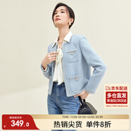 尚都比拉春秋經(jīng)典圓領(lǐng)小香風(fēng)外套女通勤減齡百搭女裝上衣 藍色 M 