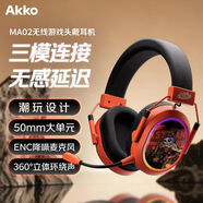 AKKOMA02 2.4G真無(wú)線(xiàn)藍牙游戲耳機頭戴式低延遲電競專(zhuān)用輕量化三模耳機臺式電腦耳機麥克風(fēng)二合一