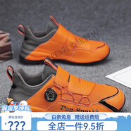 erlyeen免系帶男鞋旋轉紐扣不用系無(wú)鞋帶男款鞋子秋季透氣網(wǎng)面運動(dòng)休閑跑 桔色 42 標準運動(dòng)碼