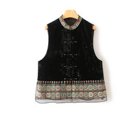 勤記金絲絨刺繡馬甲立領(lǐng)重工刺繡馬甲輕國風(fēng)金絲絨歐根紗拼接直筒時(shí)髦 黑色 L 均碼