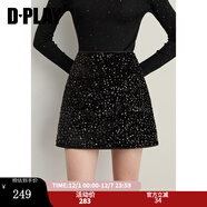 DPLAYDPLAY【輕奢閃鉆系列】2025秋季新款黑色半身裙女亮片裙子A字半裙 經(jīng)典黑色 S