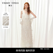 糖力商場(chǎng)同款糖力 仙氣羽毛禮服 2025秋新款禮服晚裝TWTQQ47776 白色 M