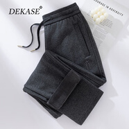 杜卡西（DEKASE）直筒運動(dòng)褲女秋冬季棉質(zhì)加絨加厚休閑長(cháng)褲直筒寬松高腰運動(dòng)衛褲女 深灰色 L (115-130斤)