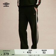 茵寶（Umbro）官方運動(dòng)針織長(cháng)褲秋季男款英倫復古潮流百搭直筒腰部抽繩休閑褲 深墨綠 M