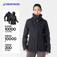 迪卡儂（DECATHLON）沖鋒衣男三合一男女夾克防風(fēng)防水夾克男保暖可拆卸內膽抓絨衣外套 女款 黑色 亞洲版型 S