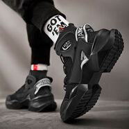 臣町a(chǎn)j男鞋鴛鴦鞋老爹鞋高筒鞋夏季透氣男休閑運動(dòng)鞋男潮鞋春季增高鞋 全黑 36 36