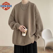 NEW OR MODE美式毛衣男秋冬新款日系復古內搭打底針織衫男士慵懶風(fēng)高級感外套 卡其色 L