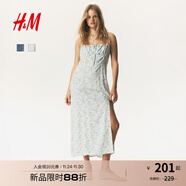 H&M2025秋季新款女裝吊帶連衣裙1296041 淺藍色/花卉 S 160/88