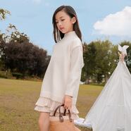 日本女童毛衣裙2025春秋新款洋氣親子裝針織連衣裙中長(cháng)款童裝裙子 米白色毛衣裙 140 cm