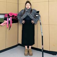 奉希170加長(cháng)版黑色直筒裙女秋冬加厚毛呢a字裙大碼胖mm開(kāi)叉包臀一步裙 黑色?？?78CM（西裝面料） M M建議80-100斤