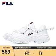 FILA斐樂(lè )女鞋跑步鞋情侶同款FLUID貓爪老爹鞋緩震增高厚底休閑運動(dòng)鞋 白色-WT 38.5