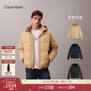 Calvin KleinJeans25秋冬新款男士休閑通勤ck印花輕暖鴨絨連帽羽絨服外套