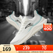 安踏男鞋冬季新款網(wǎng)面透氣運動(dòng)鞋白色輕便軟底跑步鞋減震舒適休閑鞋 象牙白/冰水綠-1 42