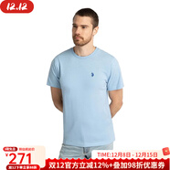 U.S. POLO ASSN.美國馬球協(xié)會(huì )男款T恤短袖圓領(lǐng)純色男士半袖LOGO春夏基礎經(jīng)典休閑 Surf Blue Heather淺藍色 S