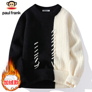 大嘴猴（paul frank）毛衣男士冬季保暖針織衫男紅色本命年毛線(xiàn)衣外套男 黑色加絨 XL