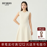 深呼吸DEEP BREATH女裝圓領(lǐng)無(wú)袖收腰氣質(zhì)小黑裙修身連衣裙A500427 米白 L (4碼)