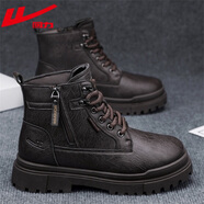 回力男鞋高幫馬丁靴2025冬季新款休閑靴子男系帶厚底登山鞋潮流工裝鞋 棕色 40