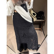 FILLE勾花半身裙波西米亞風(fēng)重工度假鏤空森女顯瘦a字垂感長(cháng)裙 半身裙，黑色 均碼 均碼