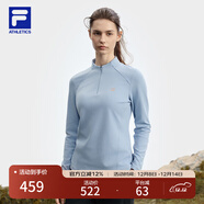 FILA 斐樂(lè )官方女裝針織長(cháng)袖上衣2025秋新款健身運動(dòng)半拉鏈簡(jiǎn)約長(cháng)T 新時(shí)風(fēng)淺藍-BU XL 175/92A/XL