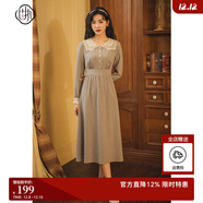 固執（OBSTINATE）【清倉價(jià)】復古連衣裙女裝秋冬新款格子收腰顯瘦中長(cháng)款A字裙 蔥綠 XL